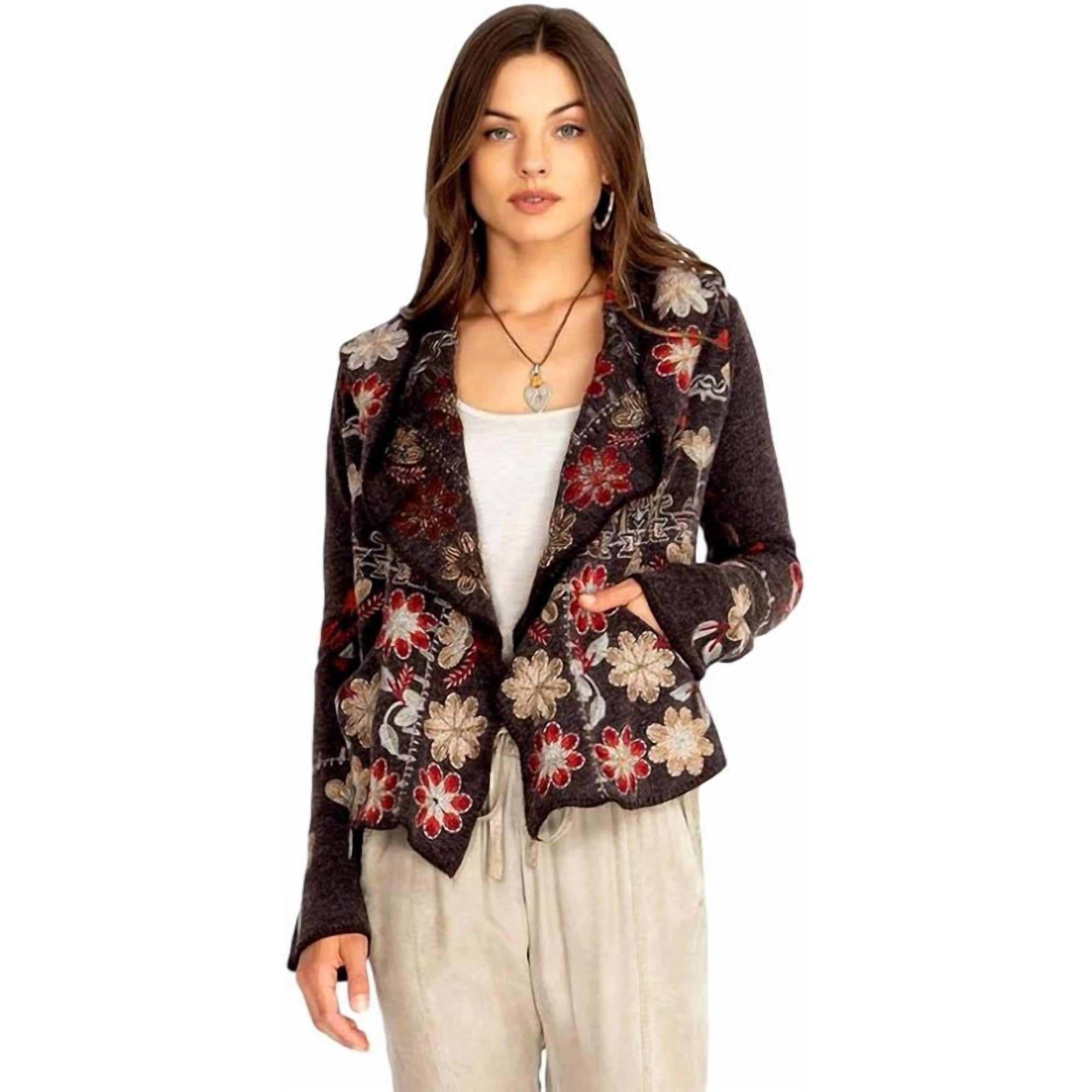 New Johnny Was Yoshi Floral Embroidery Hoodie In Woodbark